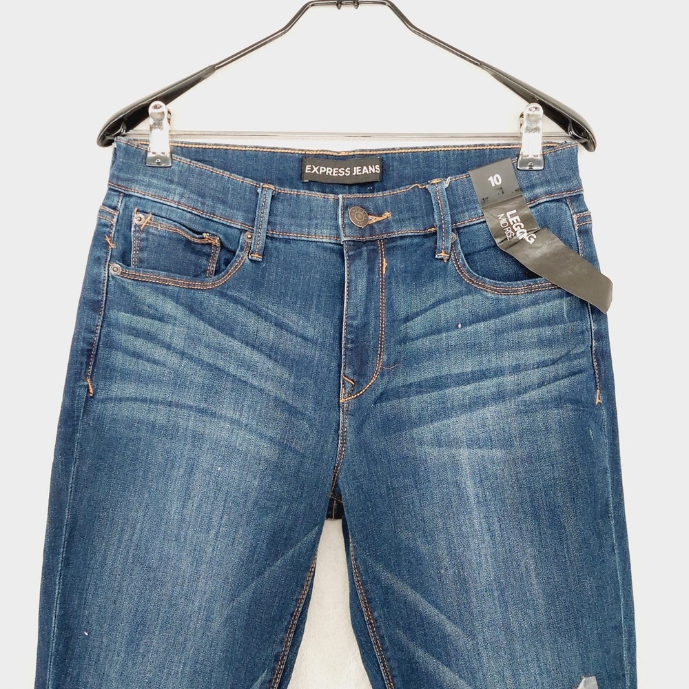 NEW Express Jeans Precision Fit Blue Stretch Denim Mid Rise Skinny Leg P3873 - Picture 3 of 10